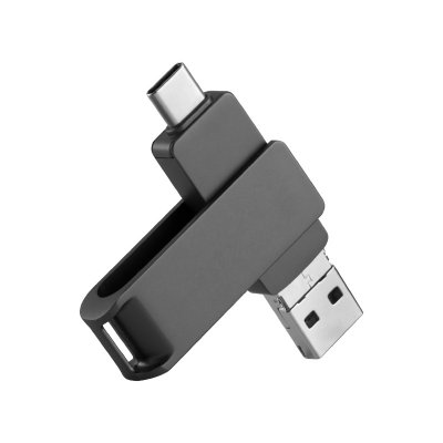 3 v 1 otočný flash disk, USB A + USB Micro + Type-C, 3.0 256GB, černá barva (UDM12330)