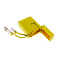 Datový a napájecí USB kabel na USB micro, v praktické krabičce s navijákem, žlutý (ACC031)