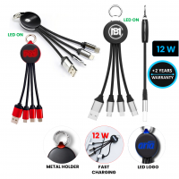 NAPÁJECÍ KABEL 3 v 1 S LED LOGEM, USB NA MICRO USB, LIGHTNING, USB USB-C (Type-C)