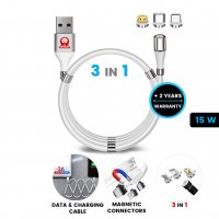 Datový a rychlonabíjecí (3A) kabel 3 v 1 s magnetickými konektory