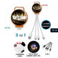 Napájecí USB kabel 3 v 1 s CMYK + LED logem