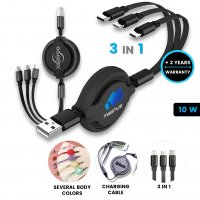 Napájecí USB kabel 3 v 1 s navijákem