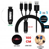 Napájecí USB kabel 3 v 1 s LED logem