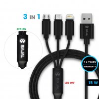 Napájecí USB kabel 3 v 1 s LED logem