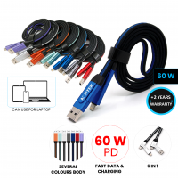 PD 60W RYCHLONAPÁJECÍ A VYSOKORYCHLOSTNÍ USB 3.0 DATOVÝ USB KABEL, KONEKTORY 6 V 1