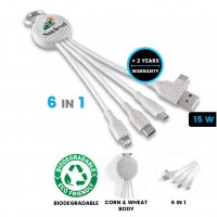 Napájecí USB kabel 6 v 1 z přírodních materiálů (pšeničná sláma), přívěsek
(wheat straw), přívěsek