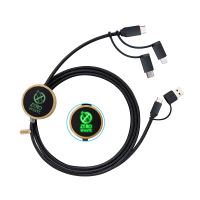 DATOVÝ A PD 60W RYCHLONABÍJECÍ USB KABEL 6 V 1, S LED LOGEM, BAMBUS + RECYKLOVANÝ PLAST, KRABIČKA Z RECYKLOVANÉHO PAPÍRU