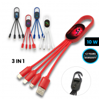 NAPÁJECÍ USB KABEL 3 V 1, S KARABINOU