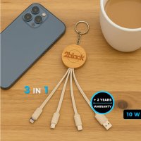 Bambusový napájecí USB kabel 3 v 1