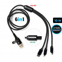 NABÍJECÍ USB KABEL 6 V 1, S LED LOGEM