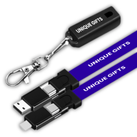 60W datový a nabíjecí USB kabel 6 v 1, ve šňůrce na krk