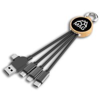 BAMBUSOVÝ NABÍJECÍ USB KABEL 6 V 1, S LED LOGEM