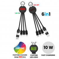 KRÁTKÝ NABÍJECÍ USB KABEL 6 V 1, S LED LOGEM