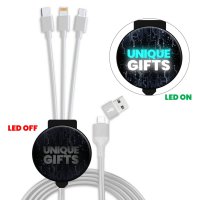 Nabíjecí USB kabel 6 v 1 s CMYK + LED logem a možností vlastní barvy pantone