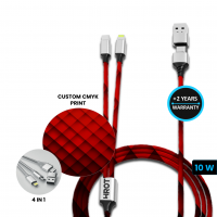4 v 1 nabíjecí USB kabel, možnost CMYK potisku
