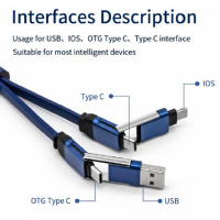 60W DATOVÝ A NABÍJECÍ USB KABEL 4 V 1