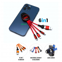 KRÁTKÝ NABÍJECÍ USB KABEL 6 V 1, S LED LOGEM