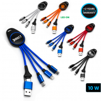 KRÁTKÝ NABÍJECÍ USB KABEL 6 V 1, S LED LOGEM