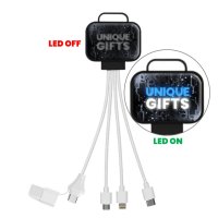 60W nabíjecí USB kabel 6 v 1 SQUARO, s CMYK + LED logem