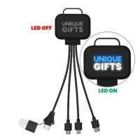 60W nabíjecí USB kabel 6 v 1 SQUARO, s CMYK + LED logem