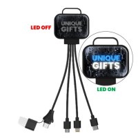 60W nabíjecí USB kabel 6 v 1 SQUARO, s CMYK + LED logem