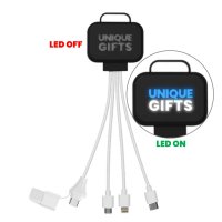 60W nabíjecí USB kabel 6 v 1 SQUARO, s CMYK + LED logem