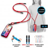 60W nabíjecí USB kabel v lanyardu, USB-C => USB-C