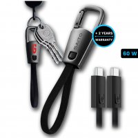 60W krátký datový a nabíjecí USB kabel CLIPCORD, s karabinou