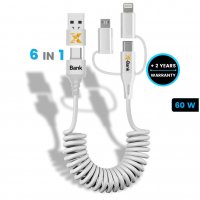 60W datový a nabíjecí USB kabel 6 v 1 SPIRAL