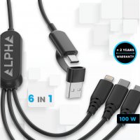 100W datov&yacute; a nab&iacute;jec&iacute; USB kabel 6 v 1 s velkou plochou pro logo