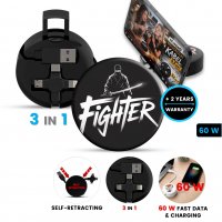 Datov&yacute; a nab&iacute;jec&iacute; kabel se stoj&aacute;nkem (3 v 1), samonav&iacute;jec&iacute;