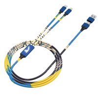 Datov&yacute; a nab&iacute;jec&iacute; kabel s PU opletem ve vlastn&iacute;m designu, s LED logem (4 v 1)