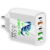 65W USB ADAPTÉR DO EU ZÁSUVKY, 2 × USB-C (TYPE-C) + USB-A