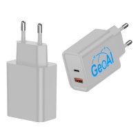 USB ADAPTÉR DO ZÁSUVKY S EURO AC ZÁSTRČKOU A USB-C (TYPE-C) + USB-A VÝSTUPY