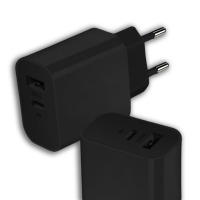 PD 25W USB ADAPTÉR DO EU ZÁSUVKY S USB-A + USB-C VÝSTUPEM