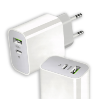 PD 25W USB ADAPTÉR DO EU ZÁSUVKY S USB-A + USB-C VÝSTUPEM