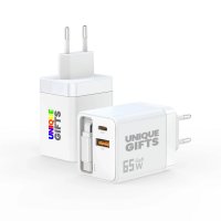 65W USB adaptér do EU zásuvky UNICORD, s integrovaným USB-C kabelem + USB-A a USB-C