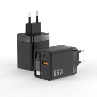 65W USB adaptér do EU zásuvky UNICORD, s integrovaným USB-C kabelem + USB-A a USB-C