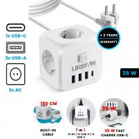 PD 35W cube multizásuvka ELECTROCUBE, s vypínačem a síťovým kabelem