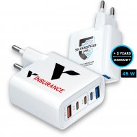 45W (total) USB adapt&eacute;r do EU z&aacute;suvky, 3 &times; USB-C (PD 30 W) + USB-A (QC 20 W)
