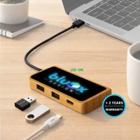 Datov&yacute; a nap&aacute;jec&iacute; USB hub s LED logem + CMYK