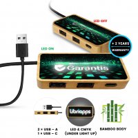 Datov&yacute; a nap&aacute;jec&iacute; USB hub s LED logem + CMYK