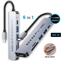Datový a napájecí USB 3.0 hub NEXUS 6 v 1, s podporou PD 100 W