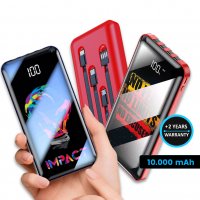 Power banka s all-in-1 vestavěnými kabely a LED displejem zobrazujícím zbývající kapacitu, 10000 mAh