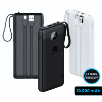 POWER BANKA S VESTAVĚNÝMI KABELY, 10000 MAH