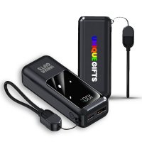 10000 mAh - power banka VOLTORA, s QC 22,5 W, displejem a vložen&yacute;m kabelem v poutku