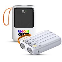 10000 mAh &ndash; power banka PLUGGO, s vestavěn&yacute;mi kabely, QC 22,5 W, displejem a sv&iacute;tilnou