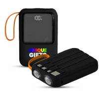 10000 mAh &ndash; power banka PLUGGO, s vestavěn&yacute;mi kabely, QC 22,5 W, displejem a sv&iacute;tilnou