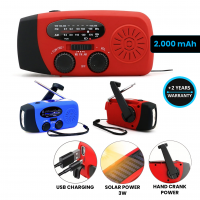 Survival solární power banka s dynamem, rádiem a lampou, 2000 mAh