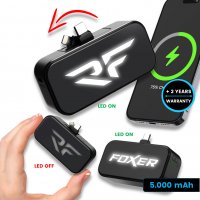 4500mAh připojitelná power banka KONNEX, s výsuvnými konektory USB-C a Lightning a PD 20 W, s LED logem